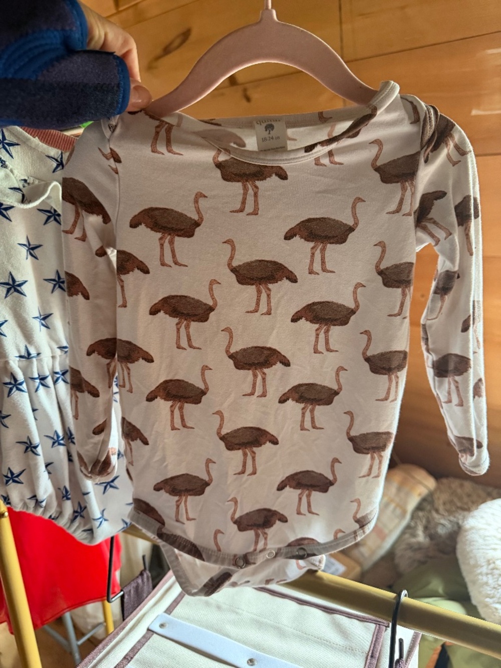 rhea/emu bird print onesie Kate Quinn 18-24 months bamboo